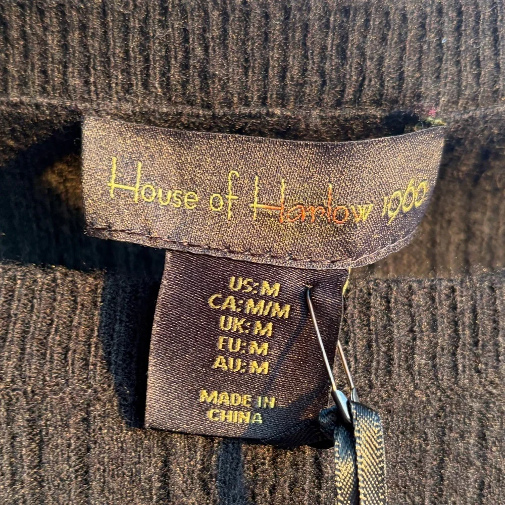 🆕House of Harlow 1960 Black Ribbed Wool Cashmere Cropped Knit Sweater Top Medium - Picture 11 of 16